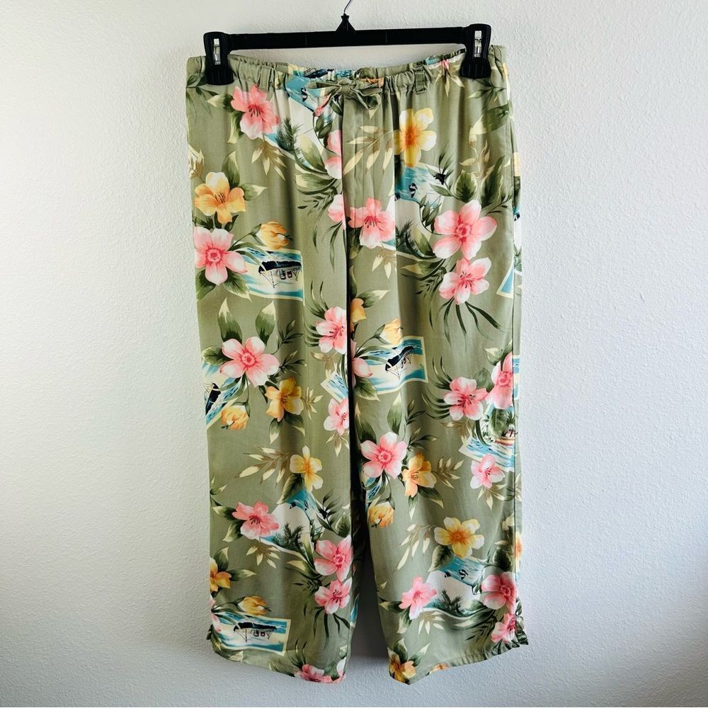 Island Traders Tropical‎ Print Stretch Waist Pants Size L